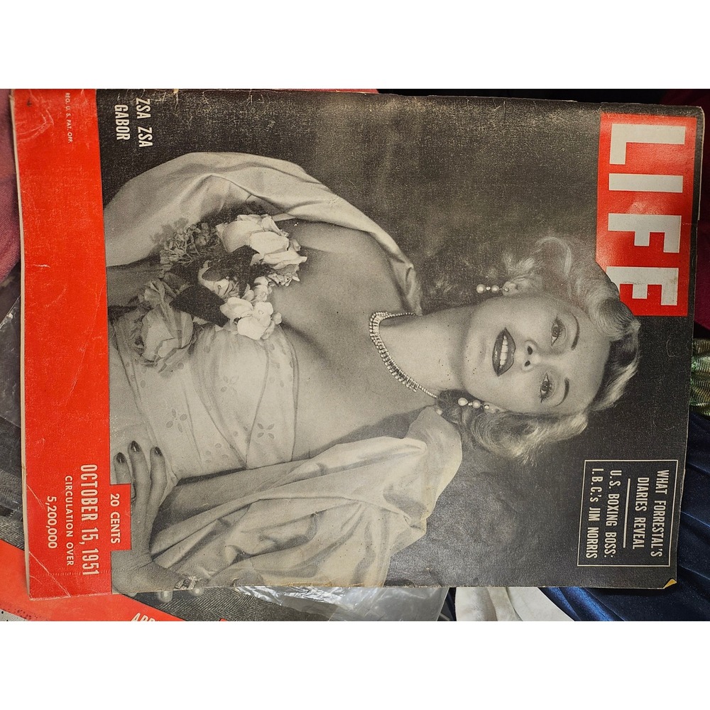 Vintage LIFE Magazine October 15 1951 Zsa Zsa Gabor Cover Lucky Strike Ad